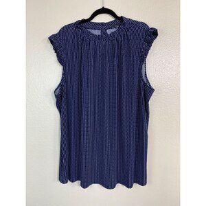 Adrianna Papell Women Blue Polka Dot Sleeveless Blouse Top Plus size 3X Stretchy
